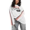 Monki Oversized Long Sleeve Top With Motocross Print In White For Women -Monki Shop 207919782 1 white