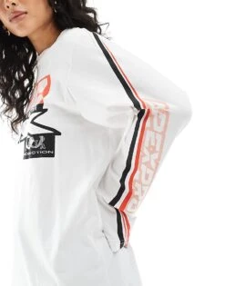 Monki Oversized Long Sleeve Top With Motocross Print In White For Women -Monki Shop 207919782 2