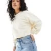 Monki Long Sleeve Cropped T-shirt In Off-white For Women