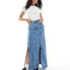 Monki Western Style Denim Maxi Skirt In Vintage Blue Wash For Women -Monki Shop 207968974 1 blue