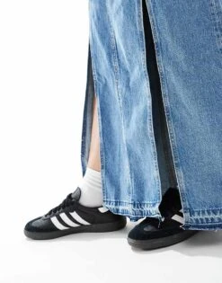 Monki Western Style Denim Maxi Skirt In Vintage Blue Wash For Women -Monki Shop 207968974 4