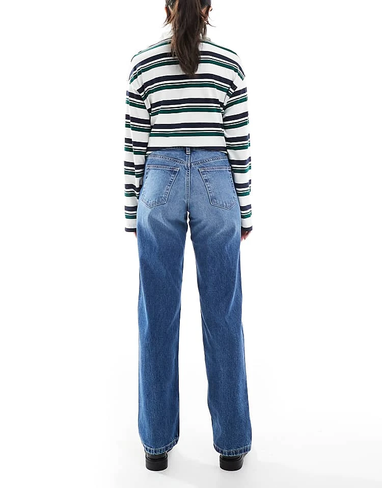 Monki Aimo Mid Rise Straight Jeans In Mid Blue Wash For Women 4 Monki Aimo Mid Rise Straight Jeans In Mid Blue Wash For Women - Image 2