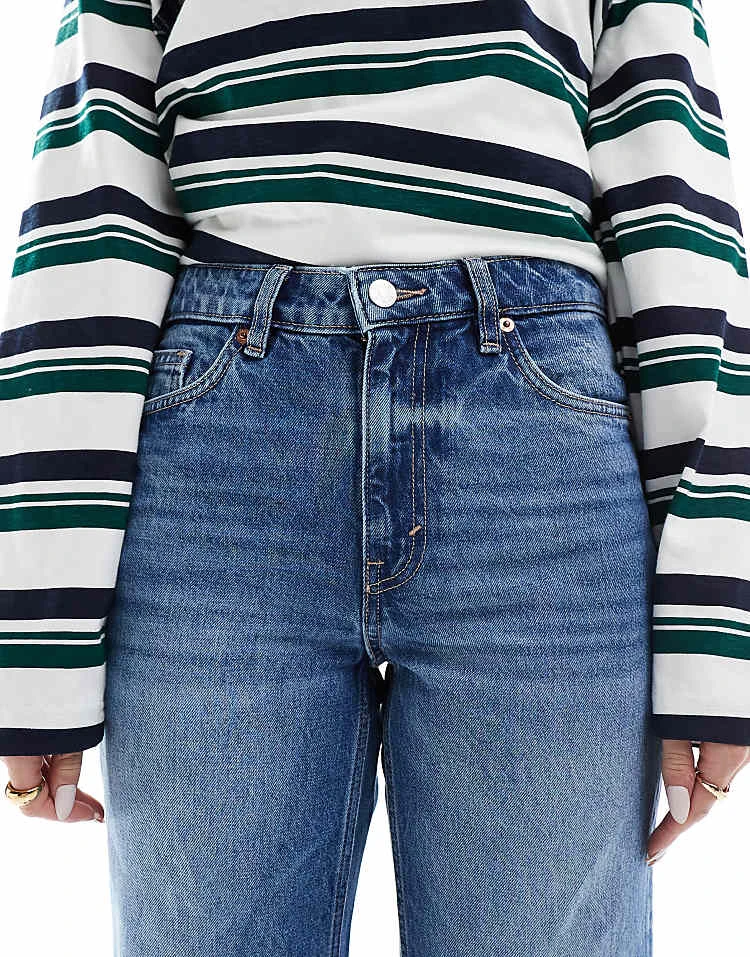 Monki Aimo Mid Rise Straight Jeans In Mid Blue Wash For Women 7 Monki Aimo Mid Rise Straight Jeans In Mid Blue Wash For Women - Image 5