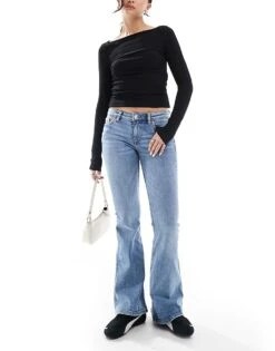 Monki Katsumi Low Waist Bootcut Flared Jeans In Vintage Blue Wash For Women -Monki Shop 207968990 1 blue 1