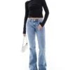 Monki Katsumi Low Waist Bootcut Flared Jeans In Vintage Blue Wash For Women -Monki Shop 207968990 1 blue