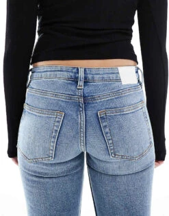 Monki Katsumi Low Waist Bootcut Flared Jeans In Vintage Blue Wash For Women -Monki Shop 207968990 4