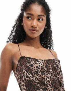 Monki Satin Midaxi Slip Dress In Leopard Print Exclusive To ASOS For Women -Monki Shop 207969107 3