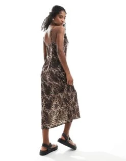 Monki Satin Midaxi Slip Dress In Leopard Print Exclusive To ASOS For Women -Monki Shop 207969107 4