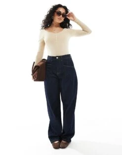 Monki Long Sleeve Bodysuit With Button Detail In Ecru For Women -Monki Shop 207969168 4