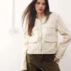 Monki Utlity Jacket With Zip Off Sleeves In Beige For Women -Monki Shop 207969232 1 beige