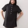 Monki Oversized Twill Shirt Dress In Washed Black For Women -Monki Shop 207969336 1 black