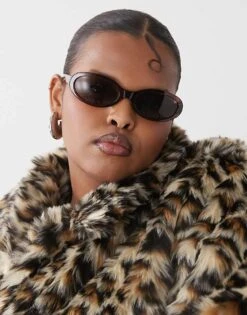 Monki Oval Sunglasses In Brown For Women -Monki Shop 207971012 1 brown 1