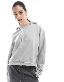 Monki Terry Hoodie In Light Grey For Women -Monki Shop 208070080 1 grey 1