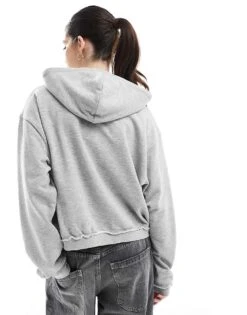 Monki Terry Hoodie In Light Grey For Women -Monki Shop 208070080 4