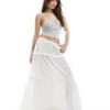 Monki Tiered Maxi Skirt With Ruffle Detail In White For Women -Monki Shop 208082780 1 white