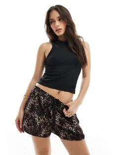 Monki Satin Shorts In Leopard Print Exclusive To ASOS For Women -Monki Shop 208082886 1 leopardprint 1