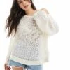 Monki Open Knit Jumper With Tie Sides In White For Women -Monki Shop 208082945 1 white