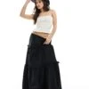 Monki Tiered Maxi Skirt With Ruffle Detail In Black For Women -Monki Shop 208083015 1 black