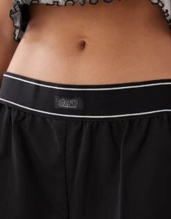 Monki Wide Leg Trouser With Boxer Waistband In Black For Women -Monki Shop 208105021 4