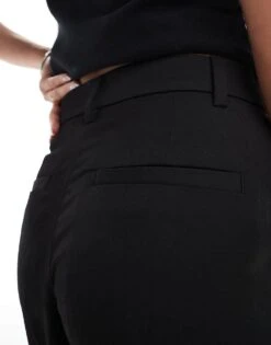 Monki High Waist Wide Leg Trousers With Front Pleat In Black For Women -Monki Shop 208133878 5