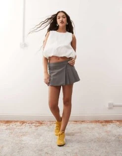 Monki Poplin Bubble Top In White For Women -Monki Shop 208134115 3