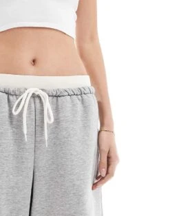 Monki Jersey Jorts With Elastic Waistband In Grey Marl For Women -Monki Shop 208134628 5