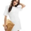 Monki T-shirt Dress With Cinched Waist In White For Women