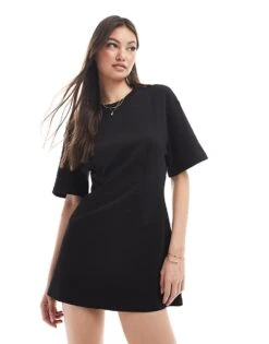 Monki T-shirt Dress With Cinched Waist In Black For Women -Monki Shop 208162445 1 black 1