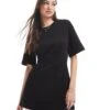 Monki T-shirt Dress With Cinched Waist In Black For Women