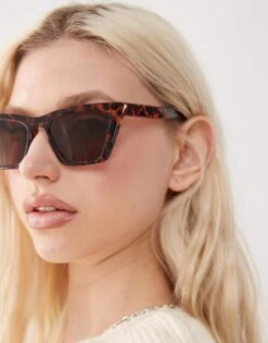 Monki Oversized Cat Eye Sunglasses In Brown Tortoise For Women -Monki Shop 208225530 3