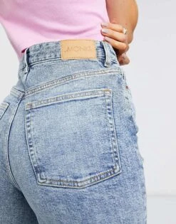 Monki Kaori Cotton Flared Jeans In Vintage Blue - MBLUE For Women -Monki Shop 23261665 3