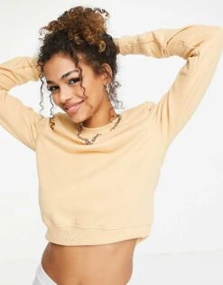 Monki Elli Cotton Sweatshirt With Shoulder Pads In Orange - ORANGE For Women -Monki Shop 23361542 3