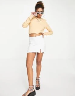 Monki Elli Cotton Sweatshirt With Shoulder Pads In Orange - ORANGE For Women -Monki Shop 23361542 4