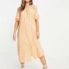 Monki Noa Bardot Puff Sleeve Midi Dress In Peach Floral For Women -Monki Shop 23979661 1 floral